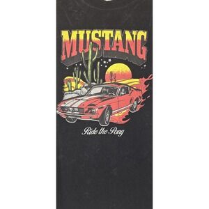 Ford Mustang Ride the Pony Graphic T-Shirt Black Small Retro Muscle Car Tee